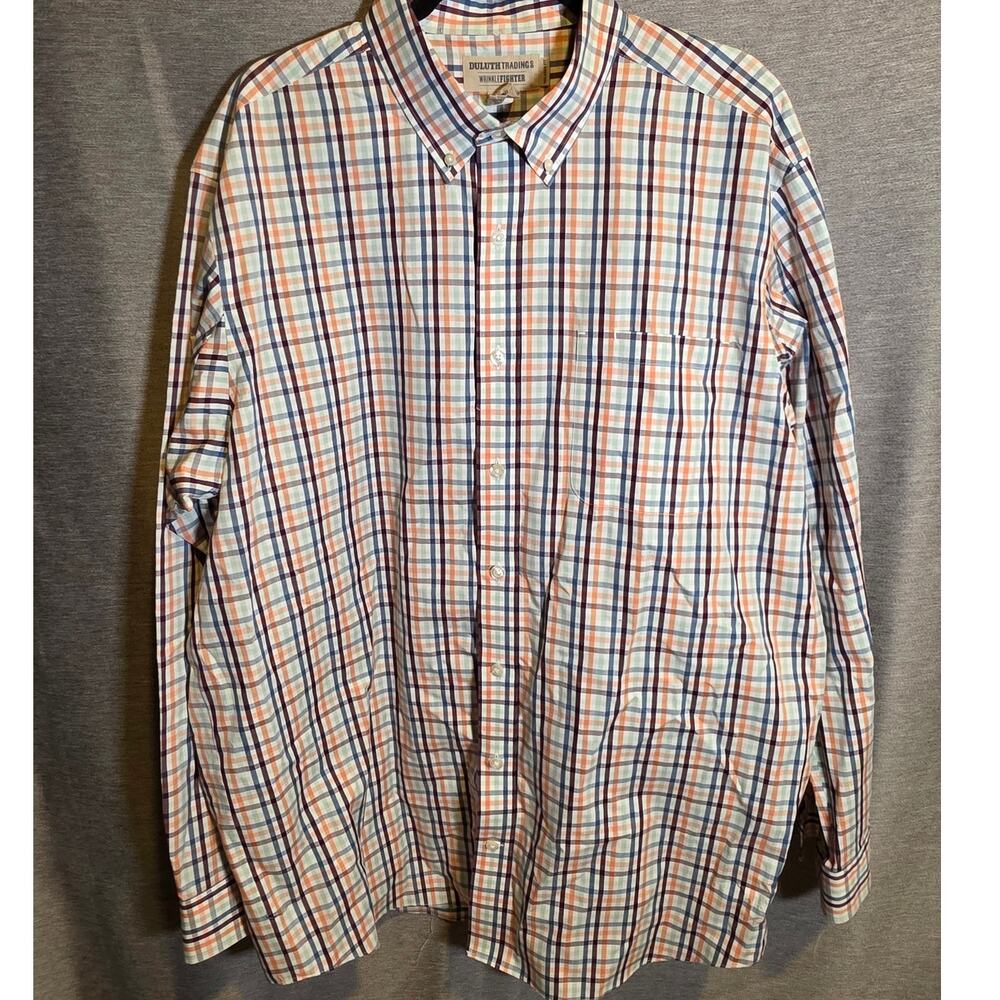 Duluth Trading Shirt Mens XL Tall Plaid Button Down Wrinkle Fighter Workwear